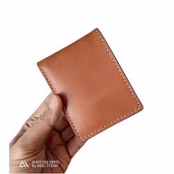 Vslim Wallet กระเป๋าผู้ชาย หนังแท้ ฟอกฝาด สีน้ำตาลแทน  Handmade 