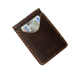 Money Clip Wallet Rusty Dark Brown กระเป๋าสตางค์ หนังแท้เย็บมือ กระเป๋าสำหรับผู้ชาย 